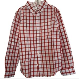 Kids Red and White Plaid Button Down Shirt